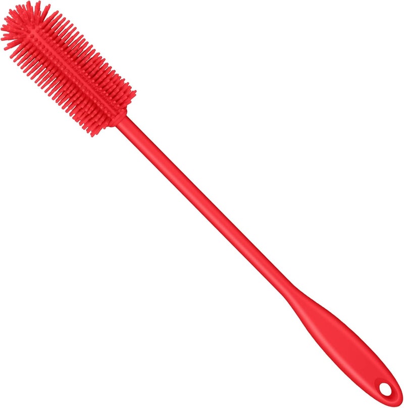 Purtribe Silicone Bottle Brush, Water Bottle Cleaner Brush with Long Handle, Perfect for Cleaning Narrow Neck Containers, Vacuum Sports Bottle, Tumblers, Flask, Glassware (1 Pack, Red) - Image 1